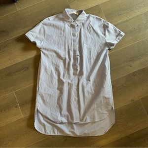 Zara Light Blue & White Striped Short Sleeve Shirt Dress